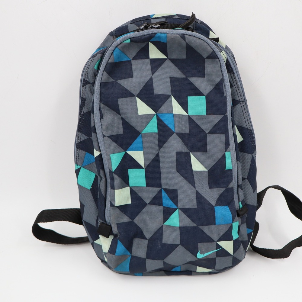 Nike Mini Backpack Unisex Small Blue Grey Geometric Mosaic Print Sporty Bag